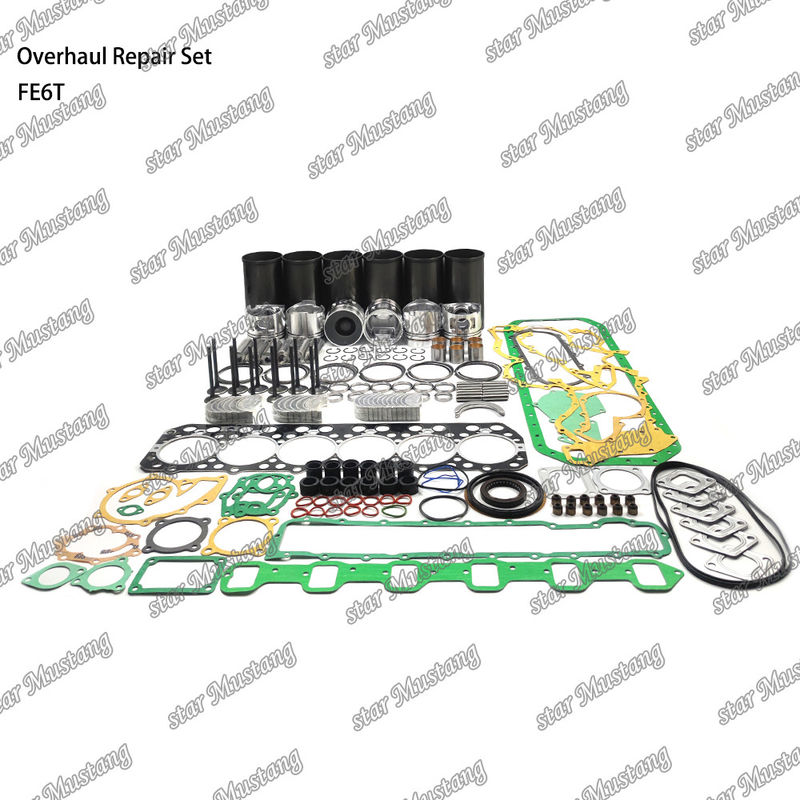 FE6 12V ওভারহোল মেরামতের কিট সিলিন্ডার লাইনার পিস্টন কিট গ্যাসকেট কিট ভালভ সিট গাইড প্রধান ভারবহন কন রড ভারবহন জন্য Hino