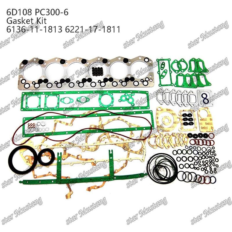 সম্পূর্ণ গ্যাসকেট কিট 6D108 PC300-6 6136-11-1813 6221-17-1811 Komatsu ডিজেল ইঞ্জিন মেরামতের জন্য গ্যাসকেট সেট