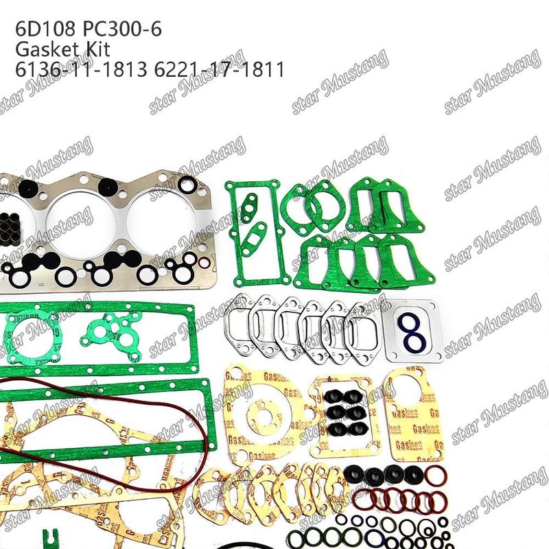 সম্পূর্ণ গ্যাসকেট কিট 6D108 PC300-6 6136-11-1813 6221-17-1811 Komatsu ডিজেল ইঞ্জিন মেরামতের জন্য গ্যাসকেট সেট