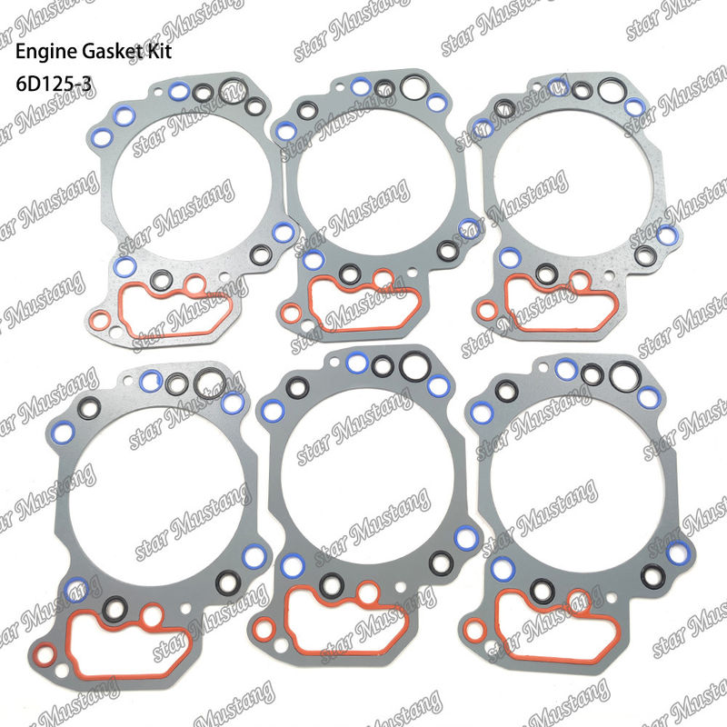কমাতু ডিজেল ইঞ্জিন মেরামতের জন্য সম্পূর্ণ গ্যাসকেট কিট 6D125-3 গ্যাসকেট সেট