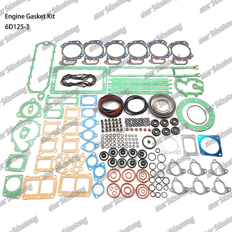 কমাতু ডিজেল ইঞ্জিন মেরামতের জন্য সম্পূর্ণ গ্যাসকেট কিট 6D125-3 গ্যাসকেট সেট
