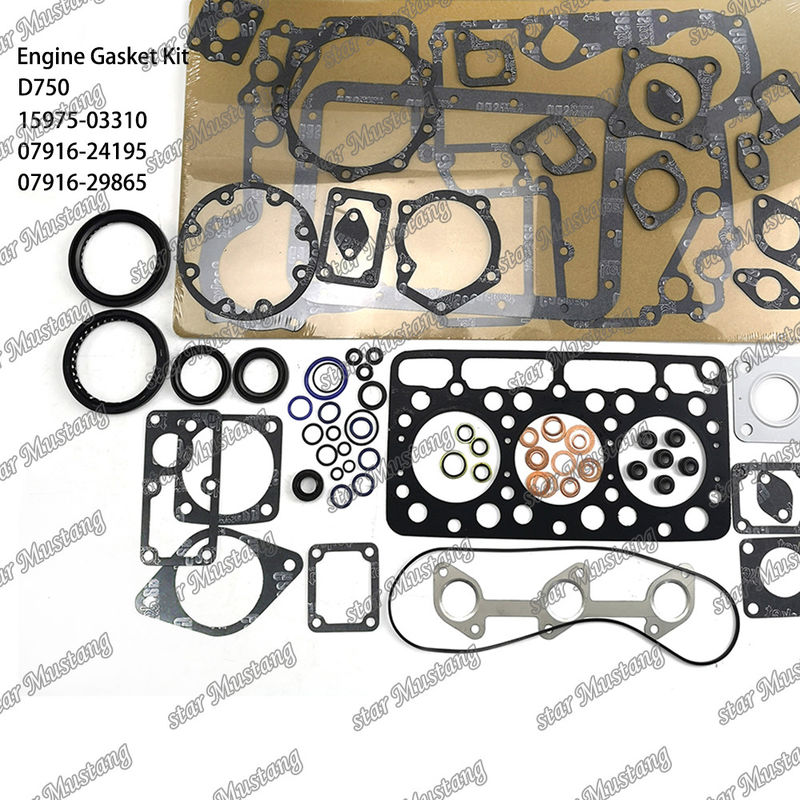 D750 সম্পূর্ণ গ্যাসকেট সেট হেড গ্যাসকেট 15975-03310 উপরের 07916-24195 নীচের 07916-29865 কুবোটার জন্য উপযুক্ত