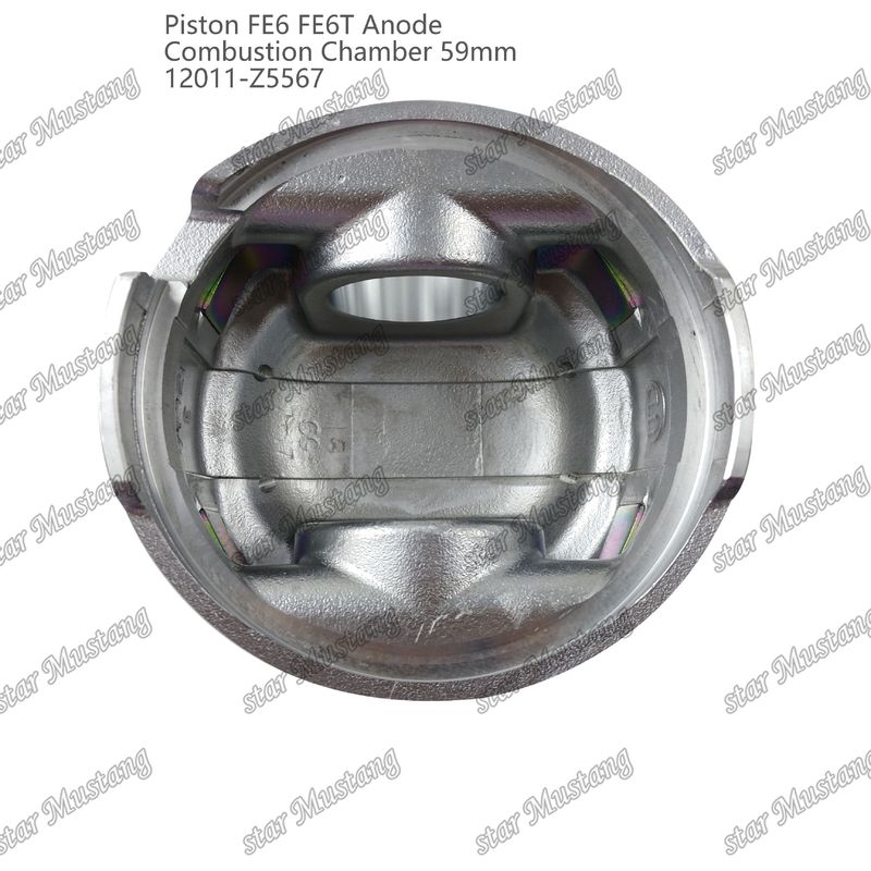 পিস্টন FE6 FE6T জ্বলন চেম্বার 59mm পয়েন্টড নীচের অ্যানোড 3x2x4mm 12011-Z5567 Mitsubishi ইঞ্জিন খুচরা যন্ত্রাংশ জন্য