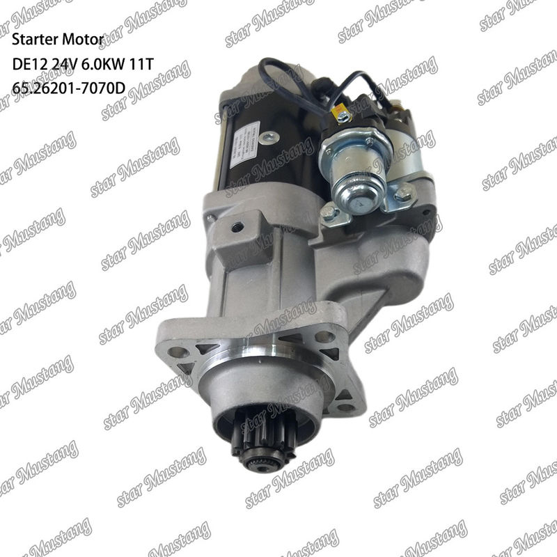 DE12 ইঞ্জিন স্টার্টার মোটর 24V 6.0KW 11T 65.26201-7070D জন্য DOOSAN DAEWOO ইঞ্জিন খুচরা যন্ত্রাংশ