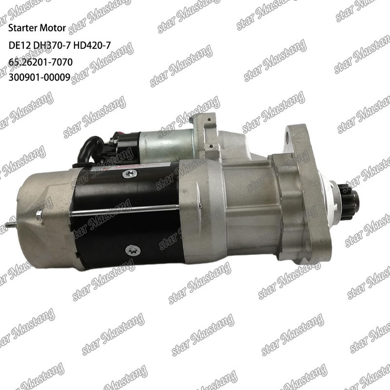 DE12 DH370-7 HD420-7 ইঞ্জিন স্টার্টার মোটর 24V 11T 9KW 65.26201-7070 300901-00009 জন্য DOOSAN DAEWOO ইঞ্জিন খুচরা যন্ত্রাংশ