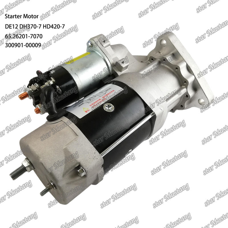DE12 DH370-7 HD420-7 ইঞ্জিন স্টার্টার মোটর 24V 11T 9KW 65.26201-7070 300901-00009 জন্য DOOSAN DAEWOO ইঞ্জিন খুচরা যন্ত্রাংশ