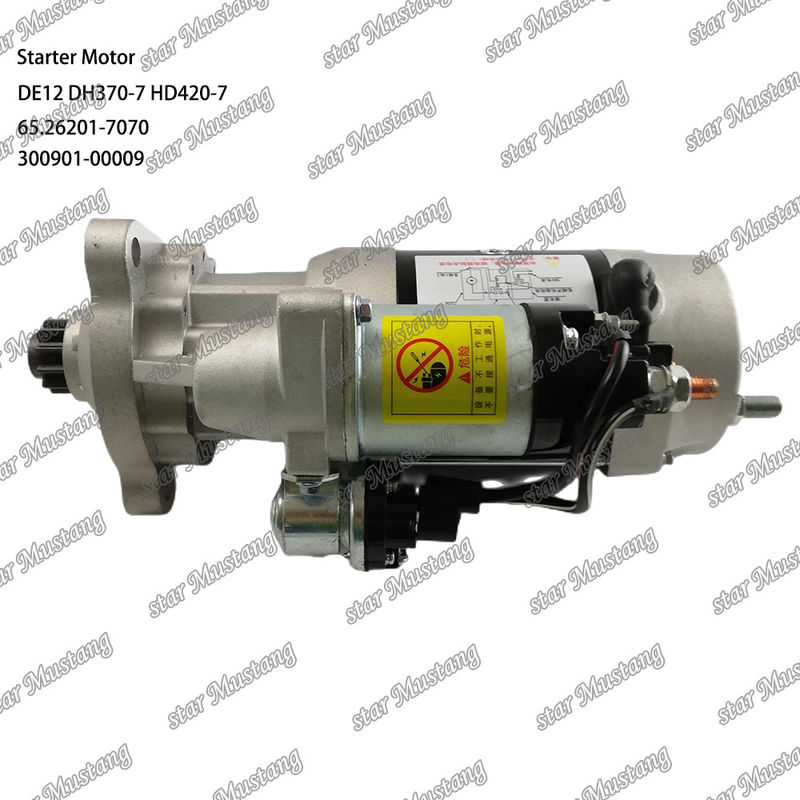 DE12 DH370-7 HD420-7 ইঞ্জিন স্টার্টার মোটর 24V 11T 9KW 65.26201-7070 300901-00009 জন্য DOOSAN DAEWOO ইঞ্জিন খুচরা যন্ত্রাংশ