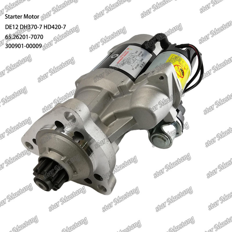 DE12 DH370-7 HD420-7 ইঞ্জিন স্টার্টার মোটর 24V 11T 9KW 65.26201-7070 300901-00009 জন্য DOOSAN DAEWOO ইঞ্জিন খুচরা যন্ত্রাংশ